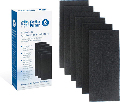 Fette Filter - 6 Pack Replacement Carbon Pre/Post Filters for Holmes Air Purifiers, Compatible with Part AOR31 Filter