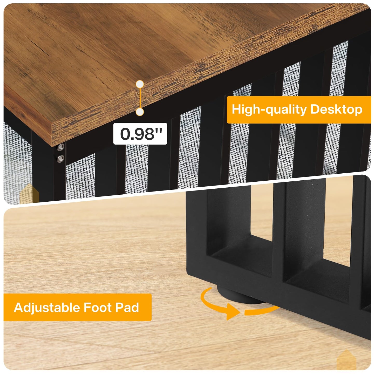 Tribesigns 78.74" Extra Long Computer Desk for 2 Person, Double Long Desk with Heavy Duty Metal Frame, Double Workstation Study Table for Home Office (Without Chair) (Brown & Black)