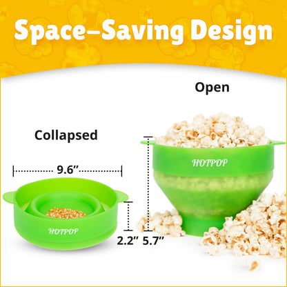 The Orginal HotPop Silicone Popcorn Maker - Microwave Popcorn Popper with Handles - Collapsible Bowl, Heat-Resistant, Easy to Clean, Ideal for Family Movie Nights, 15-Cup Capacity - Red