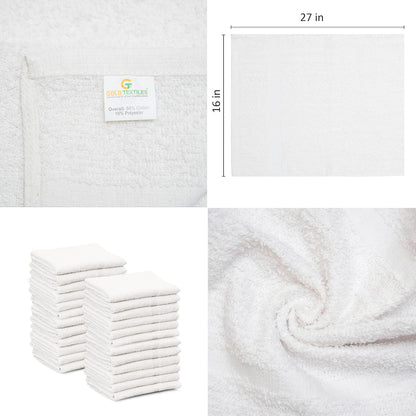 24 (2 Dozen) 16x27 Inch Pcs White Cotton Blend Economy Hand Towels Salon/Gym/Hotel Super use Absorbent Best