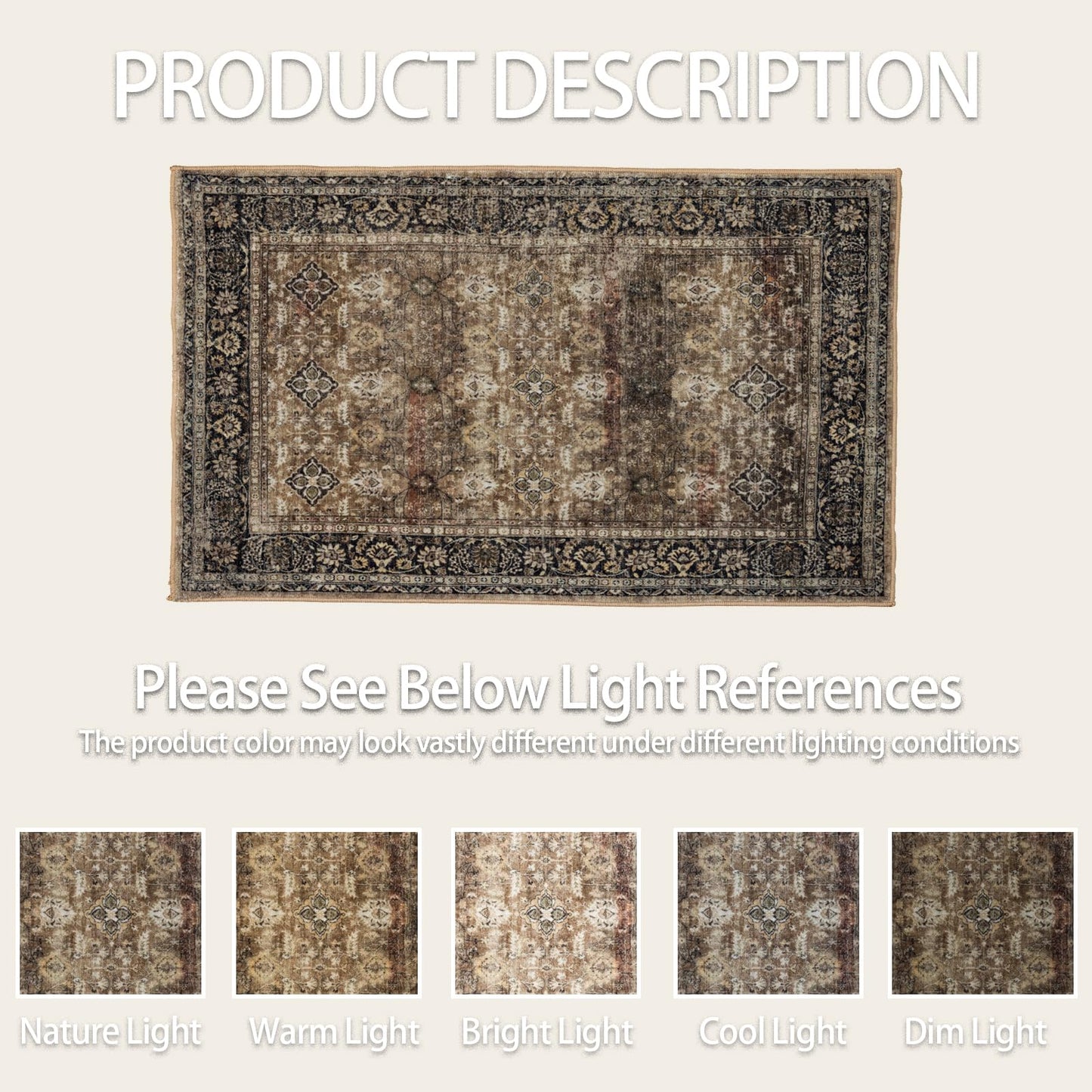 ARTWEAVER 10x14 Extra Large Area Rug for Living Room, Dining Room, Bedroom Home Office-Washable Non-Slip Vintage Floral Soft Non-Shedding Distressed Faux Wool Large Area Rugs (Brown, 10'x14')