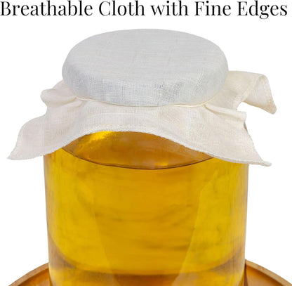Cornucopia Brands Kombucha Jar Cloth Covers - 4-Pack Unbleached Muslin Cloth Covers with Rubber Bands