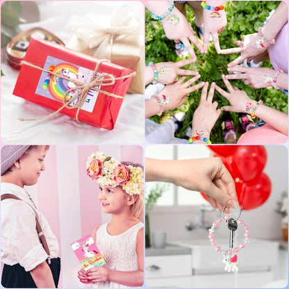 kortes Unicorn Valentines Day Cards for Kids Classroom, 24 Pack Valentines Gift Cards with Bead Bracelets, Valentine's Party Favors Toys for Girls and Valentine School Exchange Gifts Greeting Cards