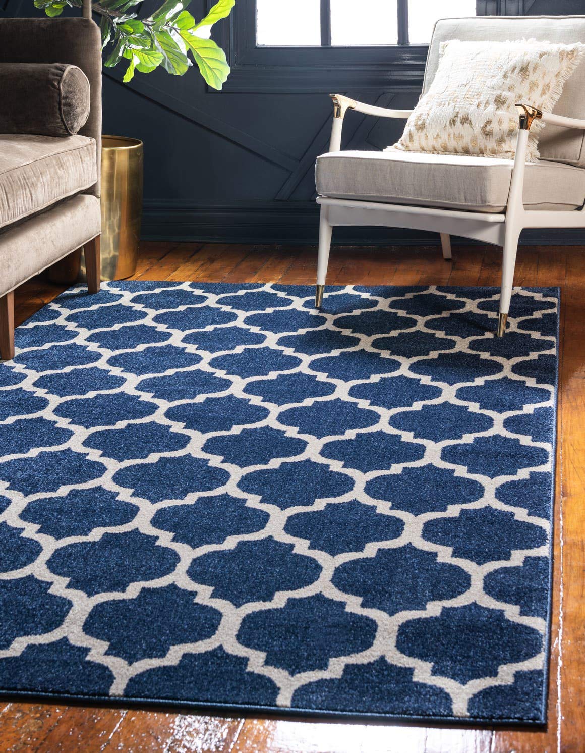 Unique Loom Trellis Collection Area Rug - Philadelphia (10' x 14' 1" Rectangle Dark Blue/Navy Blue)