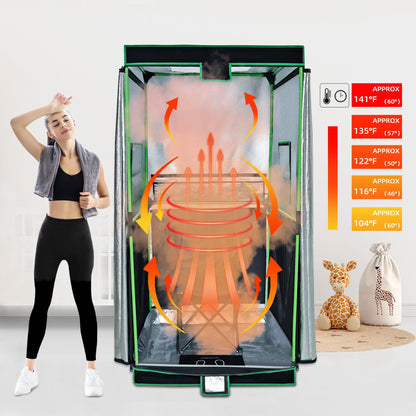 UTK Far Infrared Sauna, Full Size Portable Sauna with Natural Jade for Home Spa, One Person Infrared Sauna with Tourmaline Heating Foot Pad and Portable Sauna Chair for Relaxation Detox (104℉-141℉)