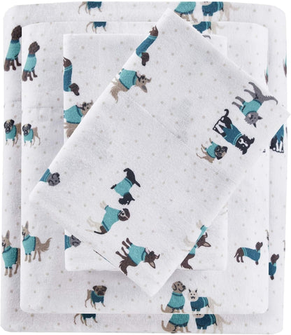 Cozy 100% Set 3 Intelligent Design Soft Cotton Flannel Print Animals Stars Cute Warm, Ultra Soft Cold Weather Sheet