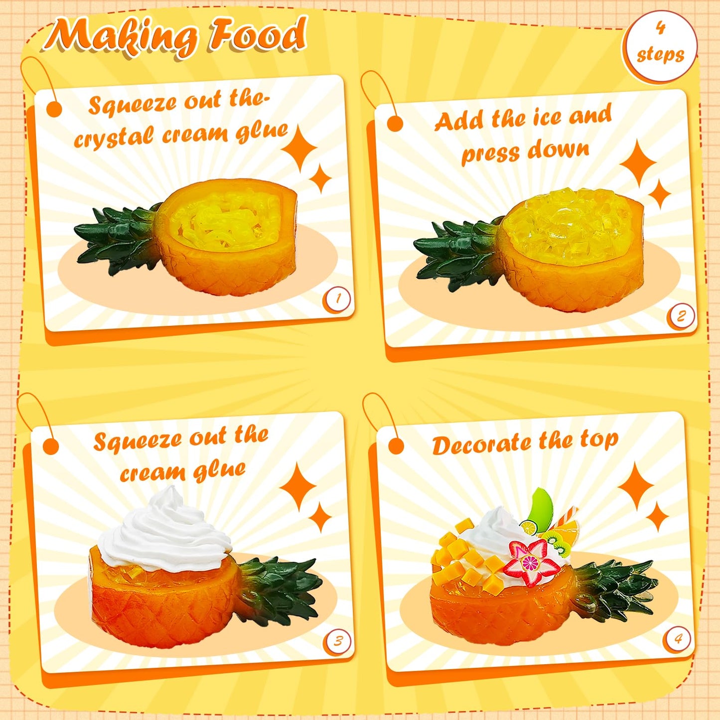 Make Mini Dessert Craft Kit for Kids,DIY Mini Food Toys with Imitation Cream,Create & Display Cream Creations, Art Activities, Great Gifts for Girls,Ages 8+