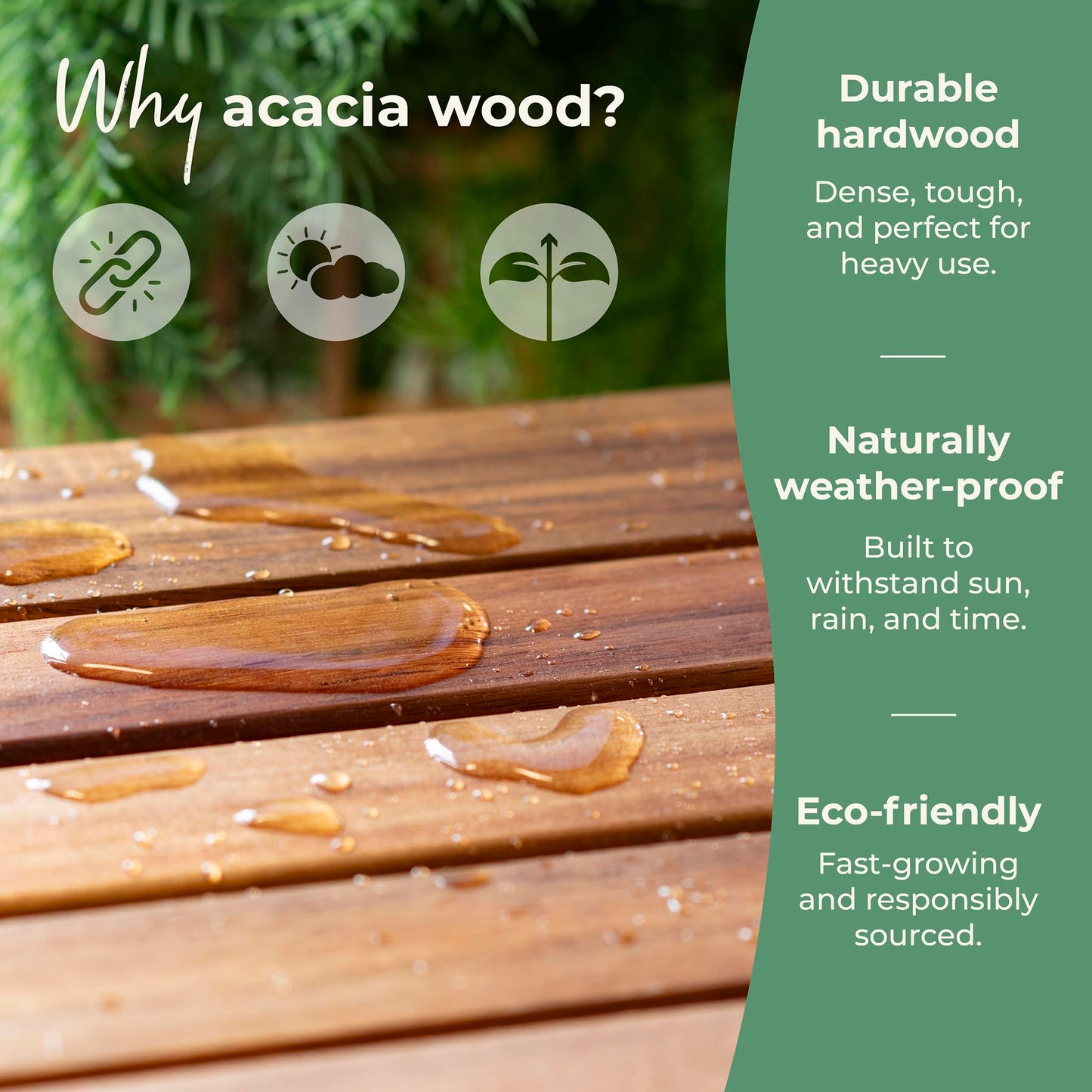 Guidecraft Acadia Outdoor Art Table and Stool Set: Kids Acacia Wood Arts and Crafts Table w/ 2 Chairs, Mobile Storage Paper Roll, and Paint Cups for Drawing, Painting and Toddler Picnic Activities