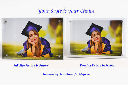MIRA-K | Crystal Memories | Acrylic Picture Frame 5x7 with Magnetic Closure | Lucite Photo Frame for Tabletop | Decorative Display for Tickets, Postcards and Awards