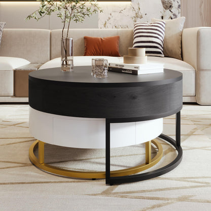 Lift-Top Nesting Coffee Table with Drawers Hidden Compartment Adjustable Storage Shelf, Modern Furniture for Living Room