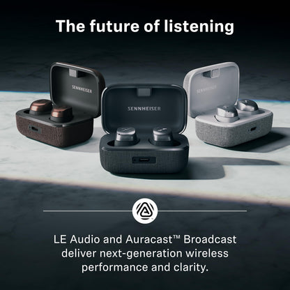 Sennheiser Momentum True Wireless 4 Smart Earbuds, Bluetooth 5.4, Crystal-Clear Sound, Noise Cancelling Earbuds, Comfortable Design, 30-Hour Battery, Adaptive ANC, LE Audio, Auracast – Black Graphite