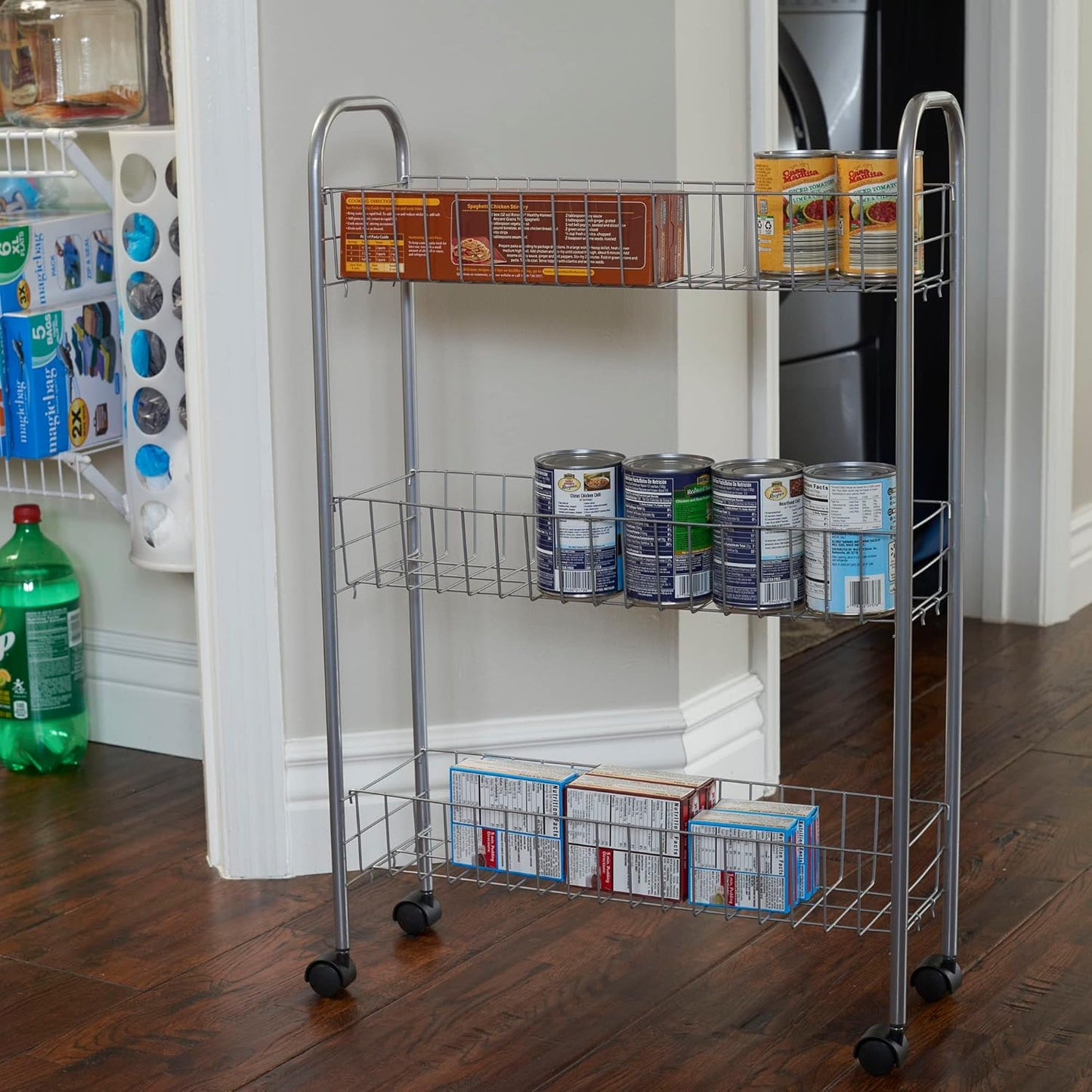 3 Household Essentials Slim Storage Cart, Shelf Storage Cart with Wheels, Perfect for Laundry Rooms, Bathrooms