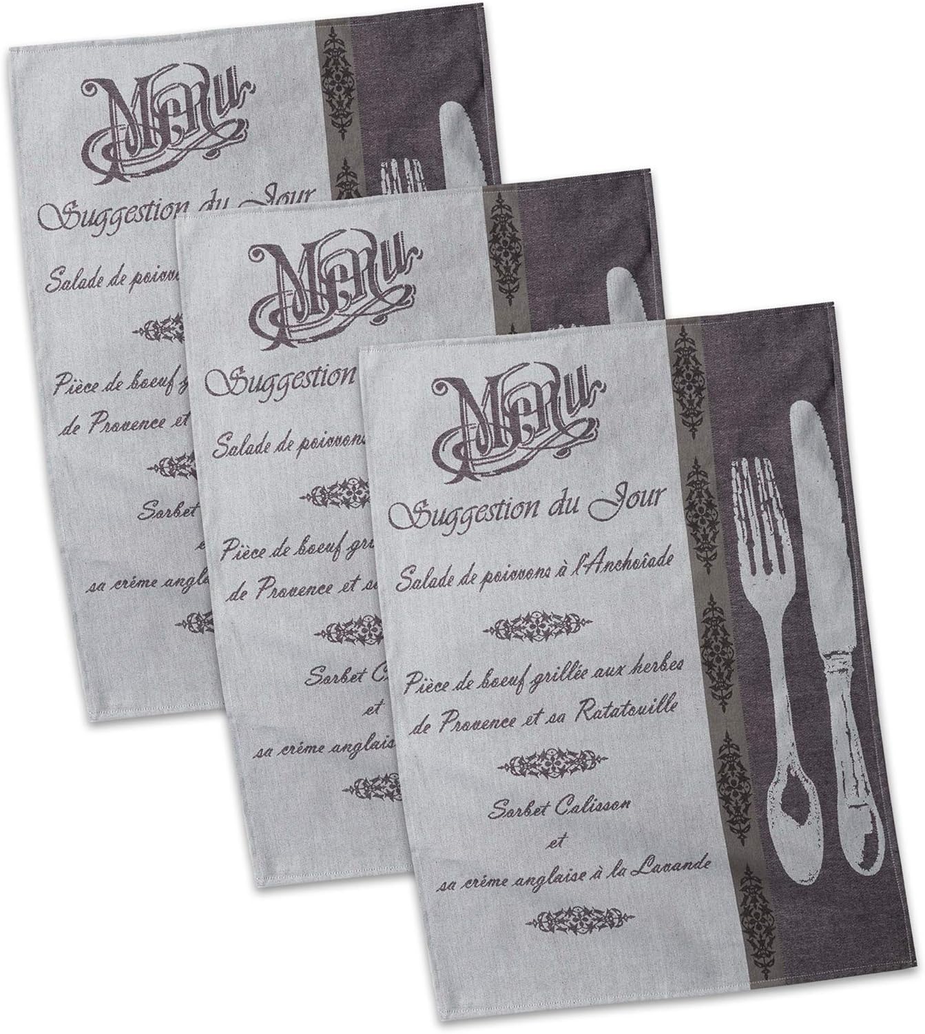 DII Cotton French Jacquard Dish Towels, Set of 3 Decorative Tea Towels for Everyday Kitchen Cooking and Baking