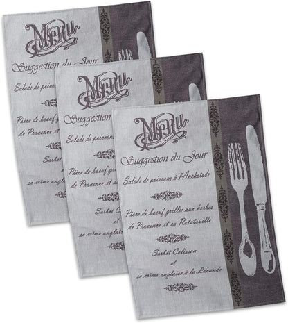 DII Cotton French Jacquard Dish Towels, Set of 3 Decorative Tea Towels for Everyday Kitchen Cooking and Baking