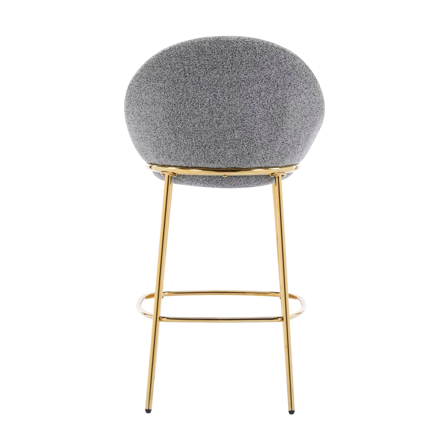 Christopher Knight Home Dudley Barstool Set of 2, Metal Bar Stools for Kitchen Island, Boucle Fabric Accent Chair for Bar Table, Modern Counter Stools with Footrest and Backrest, Gray and Gold