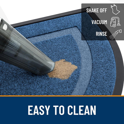 OLANLY Half Circle Door Mat - Waterproof All-Season Indoor/Outdoor Welcome Mat, 47x32, Light Blue