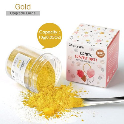 Cherrysea Gold Edible Luster Dust - Tasteless Food-Grade Baking Powder | 10 Grams for Cakes & Cupcakes