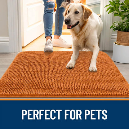 OLANLY Dog Door Mat - Absorbent Non-Slip Chenille Mat for Muddy Paws | 34x21 Inches, Quick Dry Clay Color
