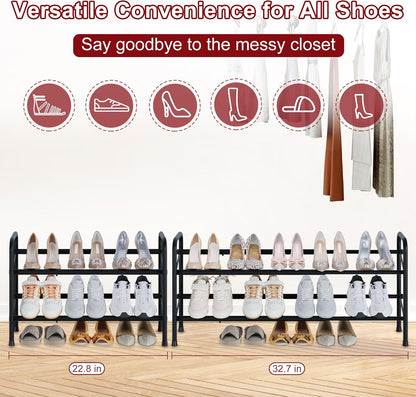 2 Closet, Closet, Housen Solutions Tier Expandable Shoe Rack for Adjustable Shoe Shelf Storage Organizer for Small