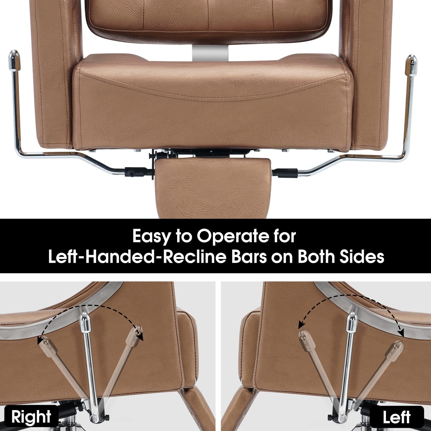 BarberPub Barber Chair Reclining Salon Chair for Hair Stylist, Antique Hair Spa Salon Styling Beauty Equipment 8132 (Gold)