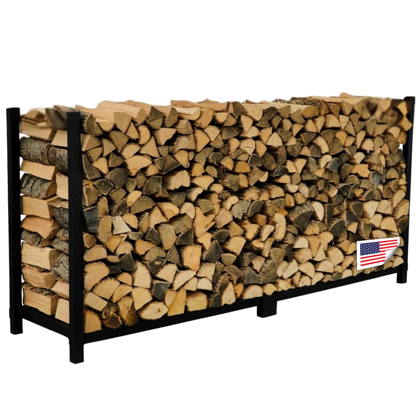 Woodhaven 8-Foot Firewood Rack – Made in USA – 1/2 Cord Raised Lumber Storage Rack – Keeps Wood Dry & Ready – Heavy-Duty Steel, Lifetime Structural Warranty (Without Cover)