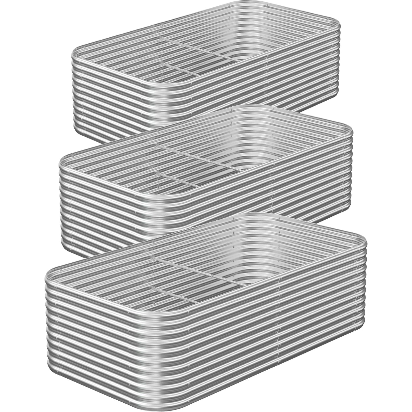 CATMANOR 3 Pack Tall 6x2FT Corrugated Galvanized Steel Raised Garden Bed Outdoor, Metal Above Ground Garden Bed for Vegetables and Flowers, Raised Beds for Gardening