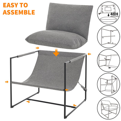 GAOMON Modern Sling Accent Chair Set of 2,Comfy Living Room Chair with Metal Frame,Upholstered Armchair with Soft Cushion for Bedroom Balcony Lounge Reading Room