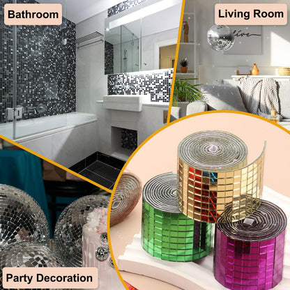 PATIKIL 5x5mm Self Adhesive Mirrors Mosaic Tiles, 10000 Pcs Square Mini Glass Mosaic Disco Tile Sticker for DIY Craft Disco Ball Party Decoration, Green