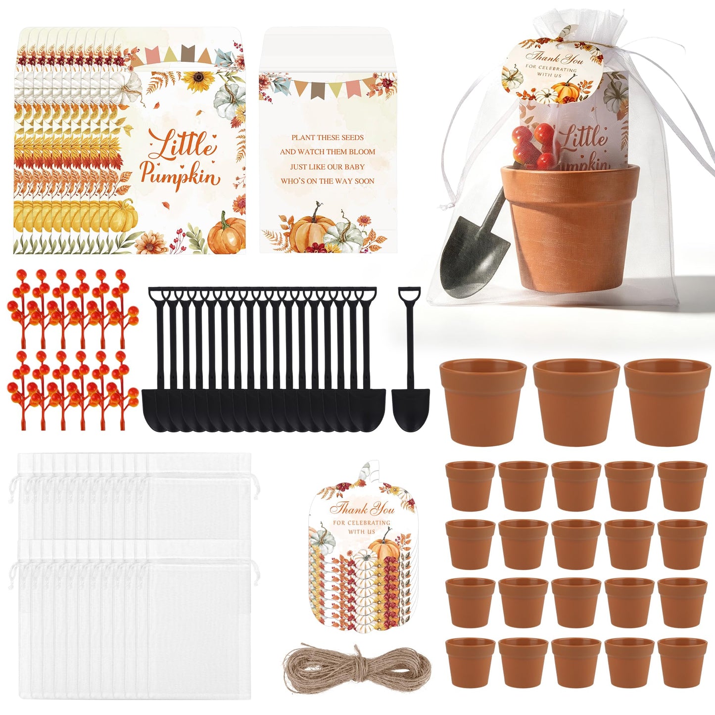Aneco 24 Set Little Pumpkin Baby Shower Party Favors Seed Packet for Guests