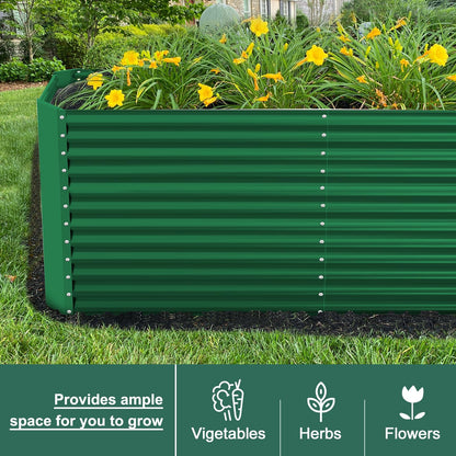 Land Guard 8x4x3ft Rectangular Galvanized Raised Garden Beds, Large-Capacity Metal Planter Box Outdoor, Durable Deep Raised Garden Bed 3ft Tall, Raised Beds for Gardening Vegetables, Forest Green