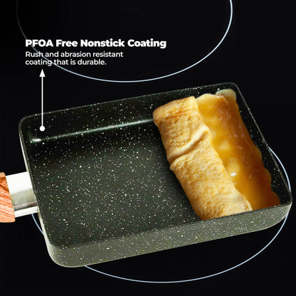 YumOmNom Tamagoyaki Pan – Japanese Nonstick Egg Cookware, Rectangle Frying Pan for Omelettes & Rolls – Kitchen Accessories (Without Lid)