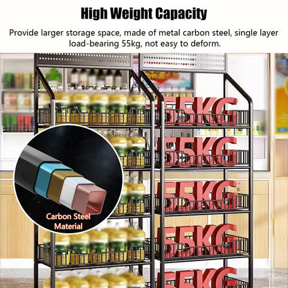 Movable Snacks Fruit and Vegetable Basket Storage Rack, Large Capacity Bakery Convenience Store Supermarket Display Stand, 4-Tier Kitchen Rolling Car(White 50x27x140cm)