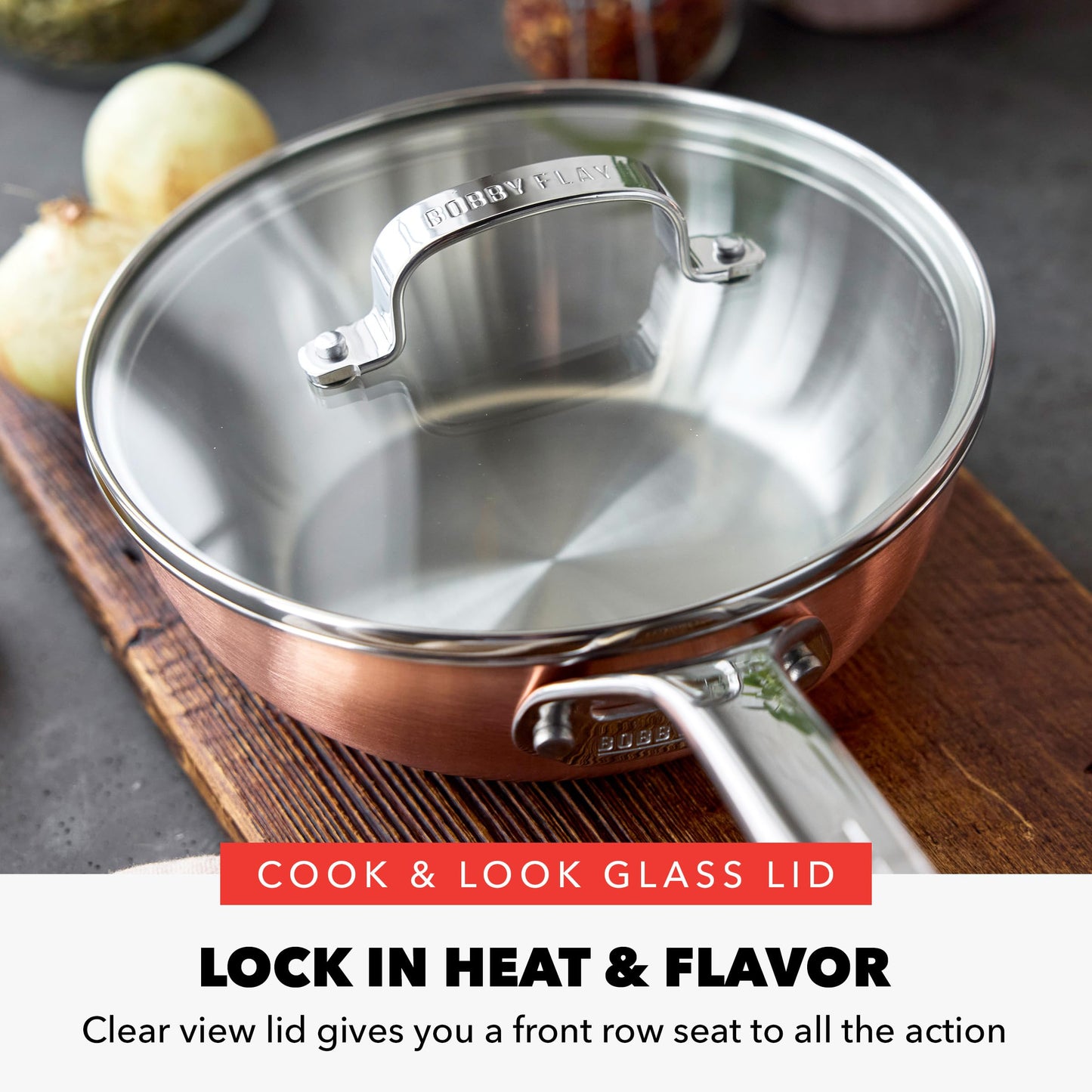 GreenPan x Bobby Flay 8 Piece Copper Clad Pots & Pans, Induction Ready Cookware, Measurement Markings, Stainless Steel Base & Interior, Oven Safe to 500˚F