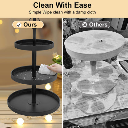 OugeWood Cupcake Stand for 50 Cupcakes,Cupcake Stand 2 PACK Metal 3 Tier Cupcake Tower Black Tiered Tray Stand Cupcake Holder Stand Cake Stand Serving Trays Dessert Stands with Handle for Party