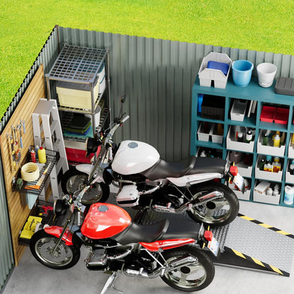 10X12FT Large Metal Outdoor Storage Shed,Galvanized Steel Arden Tool Shed with Lockable Double Doors & Breathable Vent,for Yard Bins/Generator/Wheelbarrow Garden Storage