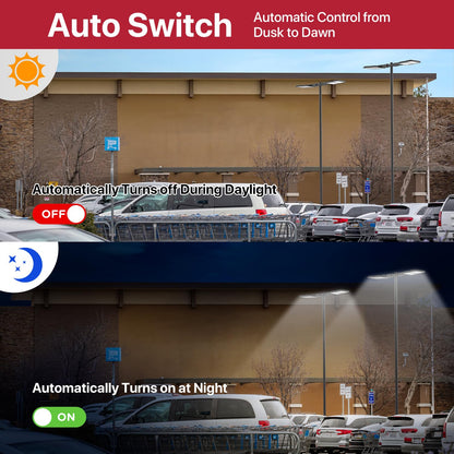 LED Parking Lot Light 300W 2Pack, Commercial Outdoor Area Lighting with Dusk to Dawn Photocell, Super Bright LED Shoebox Light 5000K 36000LM Slipfitter Mount for Parking Lot|Warehouse|Roadways 2 Pack