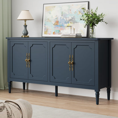 RoyalCraft Buffet Cabinet with Storage, Vintage Sideboard with Adjustable Shelves, Mid Century Modern Painted Credenza Coffee Bar for Kitchen, Dining Room, Entryway, Blue