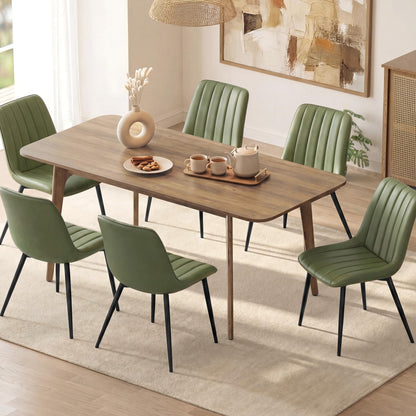 VASAGLE Dining Chairs Set of 6, Upholstered Kitchen Chairs, Synthetic Leather, Max. Load 264 lb, Steel Legs, Curved Backrest, for Dining Room, Forest Green and Ink Black ULDC090CH02-3J