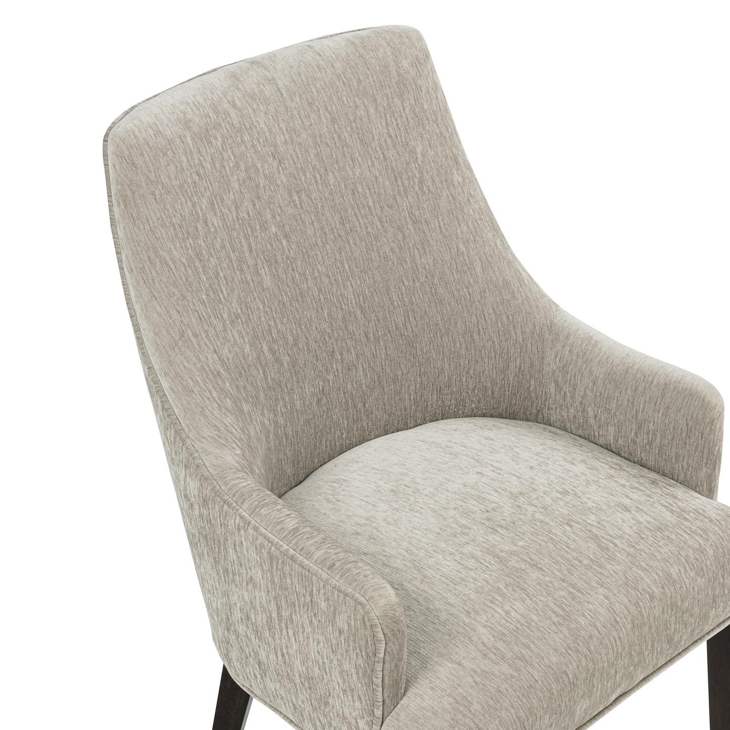 Manhattan Comfort Beever Modern Dining Chairs with Arms, Luxurious Chenille Upholstery, Foam Padded Seat, Rubberwood Legs, Sloped Ergonomic Back, Kitchen and Dining Room Furniture, Set of 2, Taupe