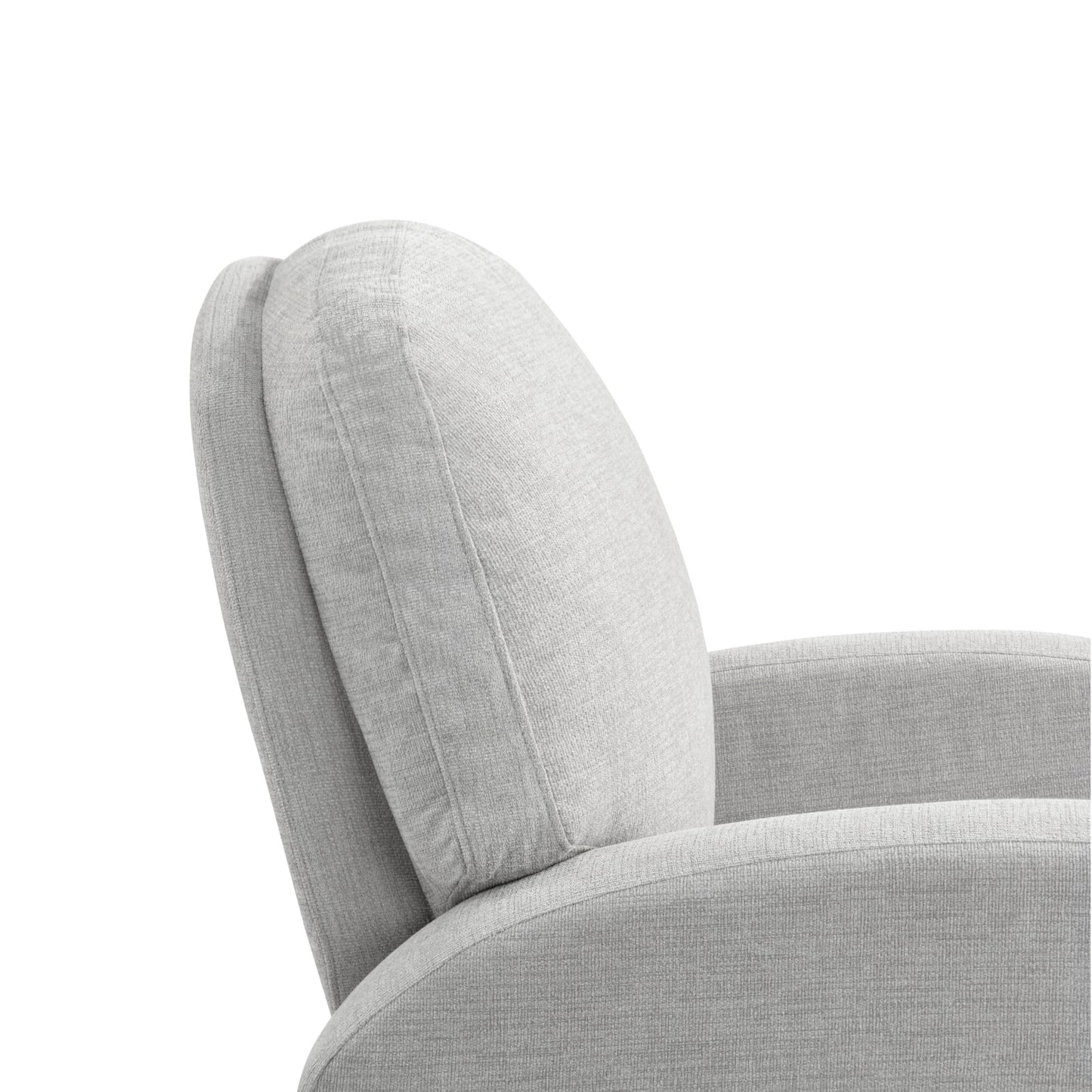 Relax-A-Lounger Palmdale 37.4" Swivel Rocker Manual Pull-Handle Recliner, Soft Modern, Pocket Coil Comfort, Black Metal Swivel Base Leg, Soft Chenille Fabric, Light Gray