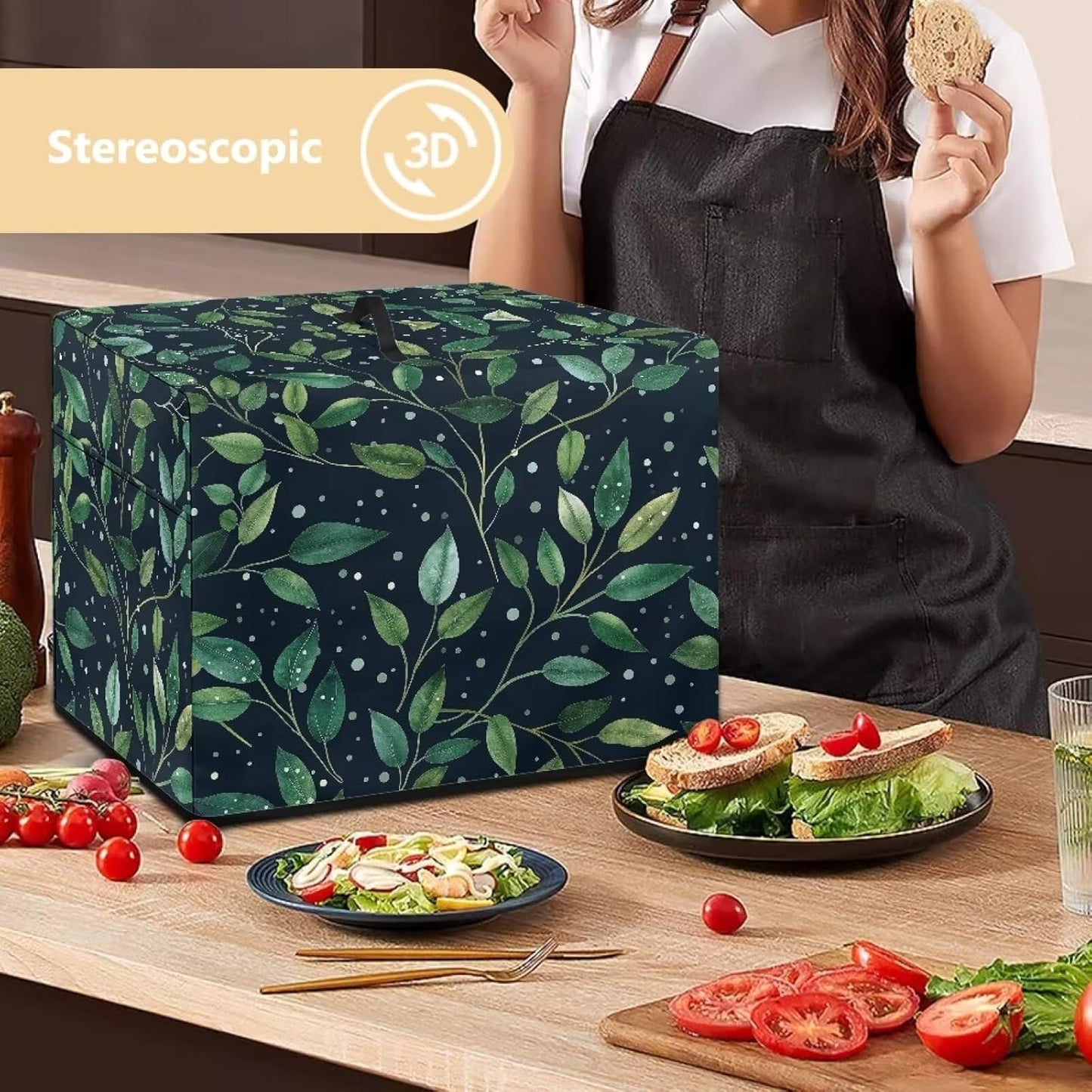Food Slicer Cover, Waterproof Fabric Dust-Proof Durable Kitchen Electric Appliance Cover with Side Pocket, Dark Blue
