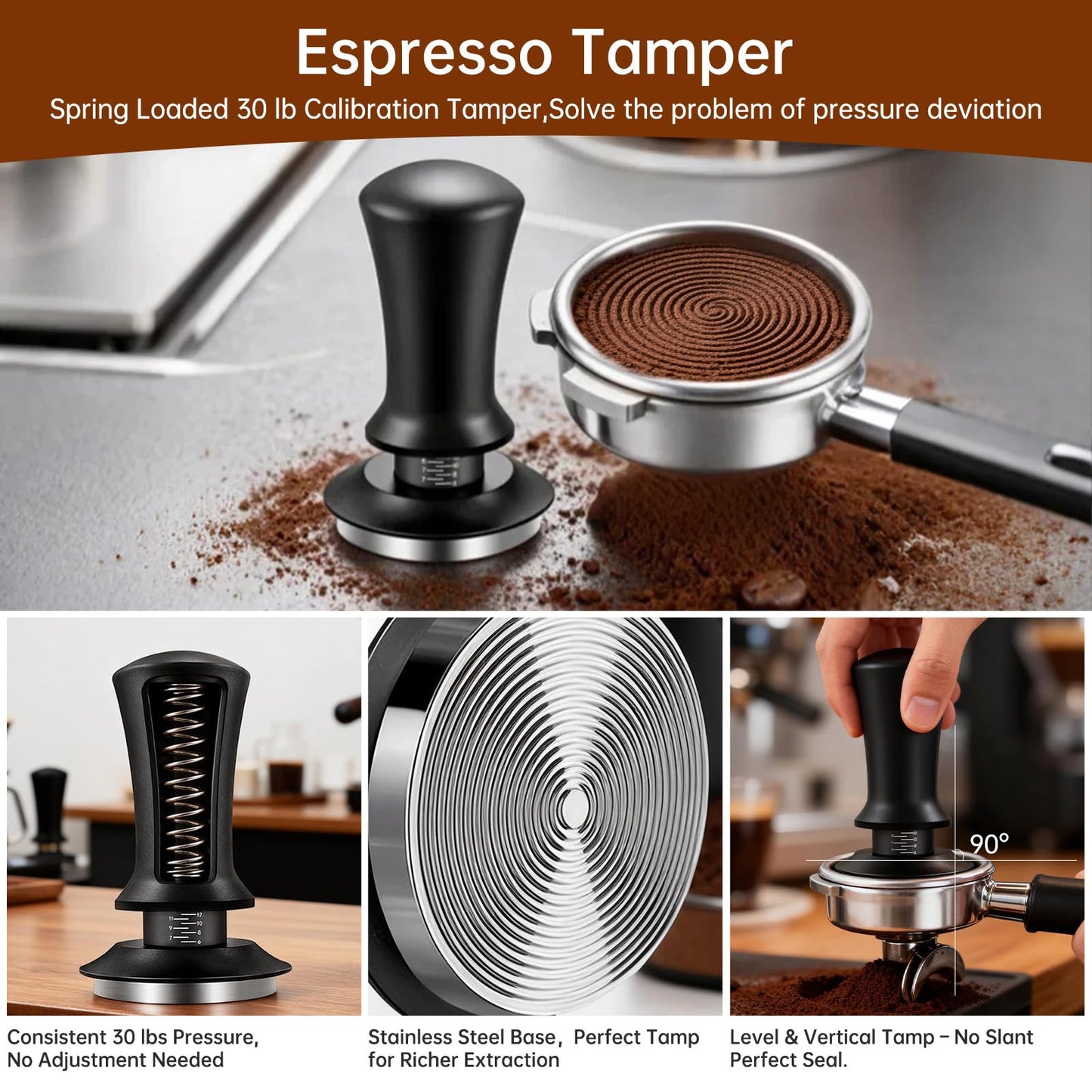 YAQUHO 9 Pcs Espresso Accessories Kit, 51mm Espresso Tamper Tools, with Wooden Espresso Tamping Station, Distributor, Stirrer, Dosing Funnel,Puck Screen, Brush, Latte Art Pen and Decorative Stencils