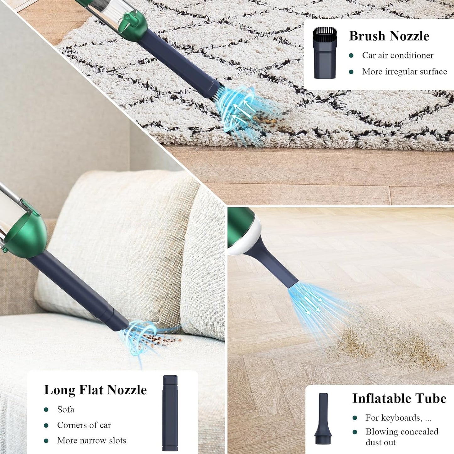 Minthouz 17000Pa Handheld Car Vacuum - 120W Cordless Vacuum Cleaner with LED/SOS Light