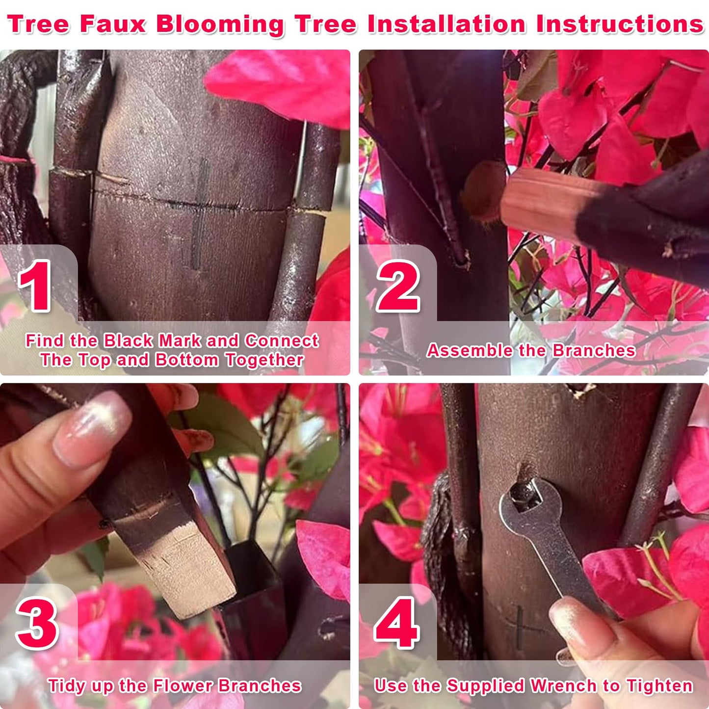 Quepiem Large Pink Artificial Bougainvillea Tree Artificial Tree for Landscape and Venue Decoration - Indoor Outdoor Use (2.5x2m)