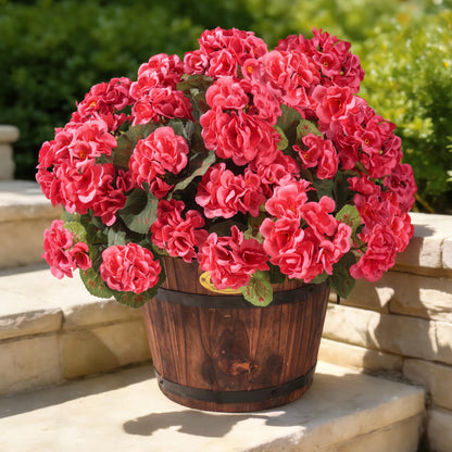 Apexion Artificial Geranium Flowers for Outdoors, 6 pcs Silk Geraniums Fake Flowers UV Resistant Faux Plants for Front Door Garden Porch Planter Decoration (Hotpink)