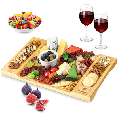 ROYAL CRAFT WOOD Charcuterie and Cheese Board - Large Bamboo Cheese Board - Serving Tray Platter - House Warming Gifts New Home, Birthday Gifts for Mom Dad Women Men - 15.5"x10"