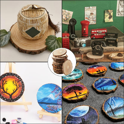 FSWCCK 17 PCS Unfinished Wood Slices for Centerpieces - 5.1-5.5 Inch,Round Natural Discs with Tree Bark, Wooden Cookies Circles for Crafts Christmas Ornaments, Rustic Wedding Decor,Table Decoration