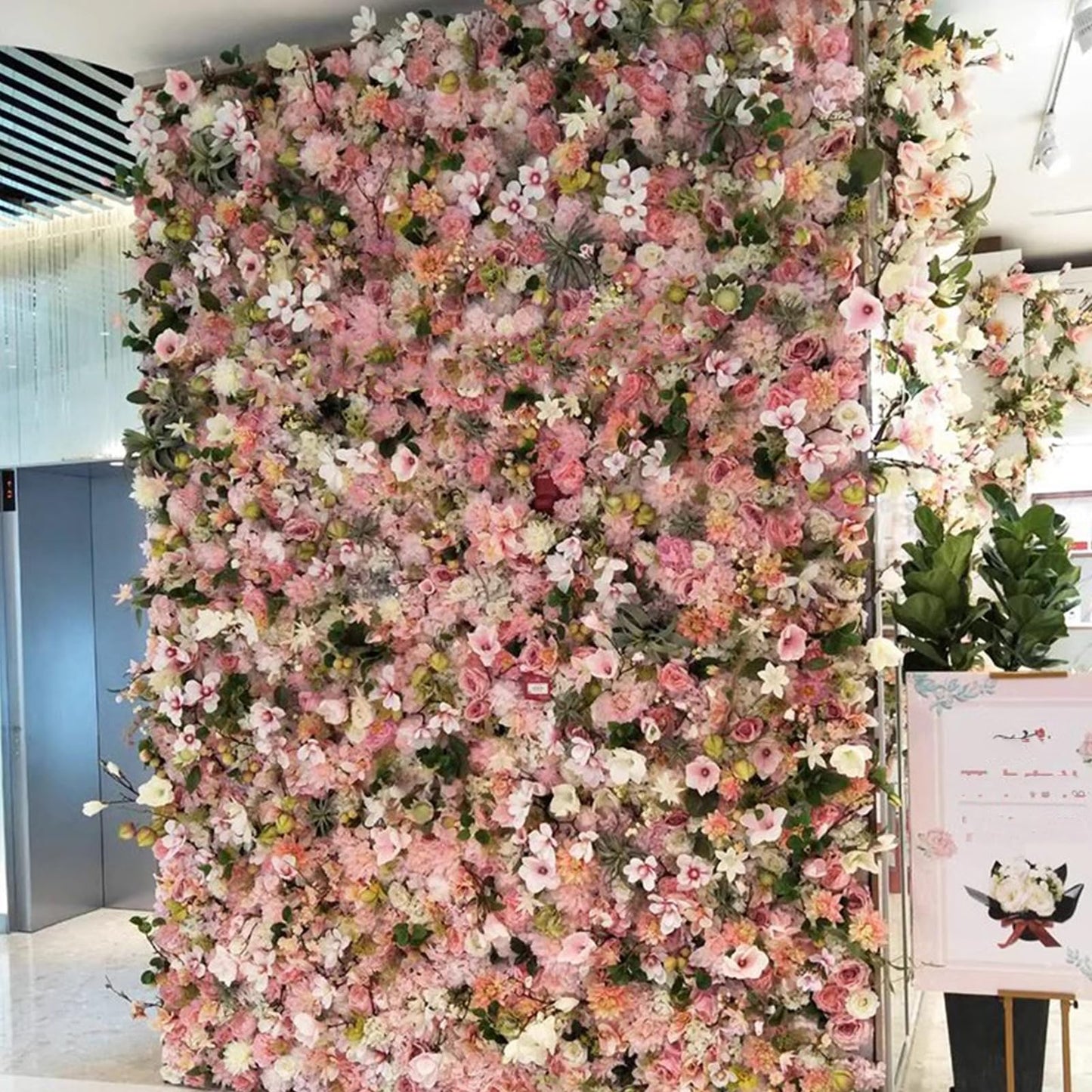 JIIPOREGJ Wedding Background Backdrop Panels 3D Flower Wall Panel Artificial Silk Flowers Mat Wall for Wall Decor DIY Centerpieces Arrangements Party Home,2x2m