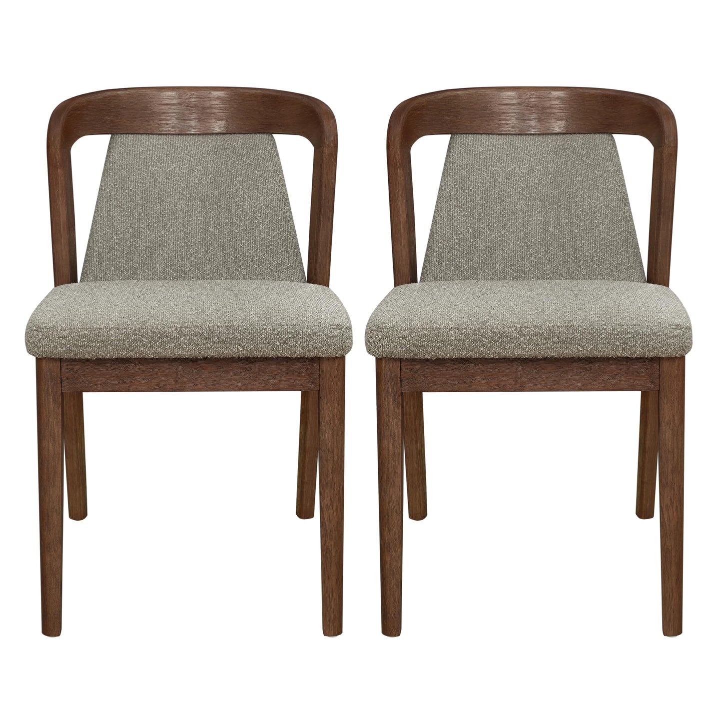 Christopher Knight Home Falei Boucle Upholstered Dining Chair Set of 2, Curved Backrest Kitchen Side Chair, Wooden Armless Dining Room Chair, Extra Seat for Living Room, Walnut+Light Brown