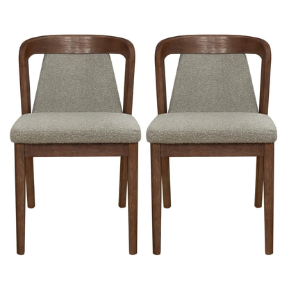 Christopher Knight Home Falei Boucle Upholstered Dining Chair Set of 2, Curved Backrest Kitchen Side Chair, Wooden Armless Dining Room Chair, Extra Seat for Living Room, Walnut+Light Brown
